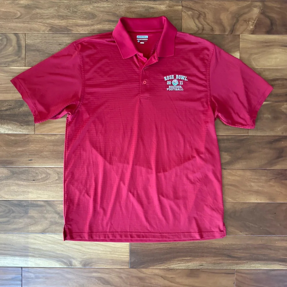 Badger Football 2011 Rose Bowl Red Polo Shirt size XL